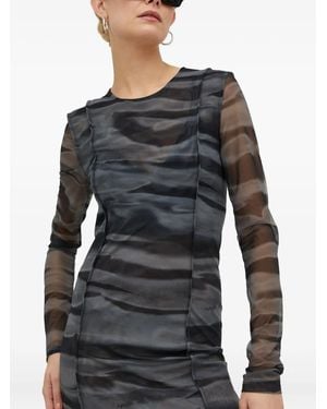 Samsøe & Samsøe Mesh-Panelled Midi Dress - Grey