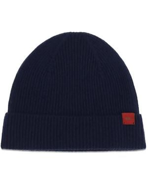 Kiton Ribbed-Knit Beanie Hat - Blue