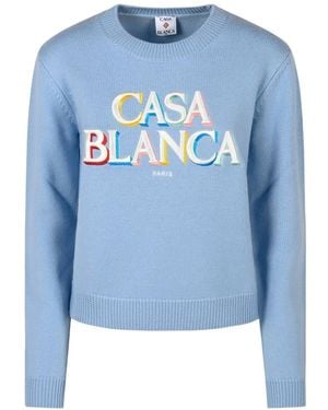 CASABLANCA Logo-Embroidered Jumper - Blue