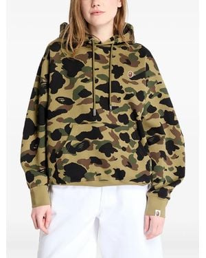 A Bathing Ape Felpa Camouflage Con Cappuccio - Verde