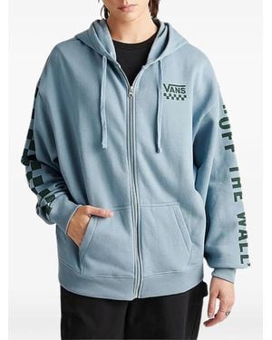 Vans Checkerboard-Detail Zip-Up Hoodie - Blue