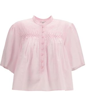 Isabel Marant Smocked Buttoned Top - Pink