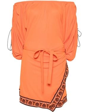 Rabanne Robe Courte À Taille Ceinturée - Orange