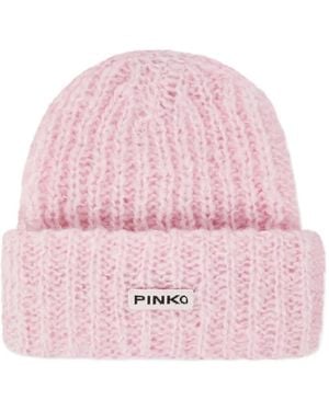 Pinko Ribbed-Knit Beanie - Pink