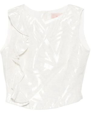 Leen Mougrhabi Top Zara Con Volantes - Blanco