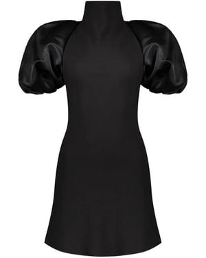 Ellery Balloon-Sleeve High-Neck Mini Dress - Black