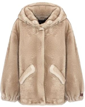 Lou Andrea Faux-Fur Hooded Coat - Natural