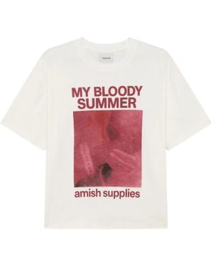 AMISH Graphic-Print Loose-Fit T-Shirt - White