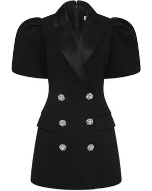 Rebecca Vallance Zendaya Crystal-Embellished Puff-Sleeve Mini Dress - Black