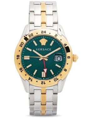 Versace Greca Time Gmt 41Mm Watch - Blue