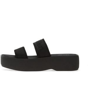 Calvin Klein Logo-Print Platform Slides - Black