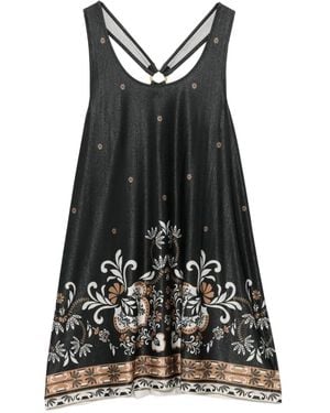 Twinset Floral-Print Ring-Detail Top - Black
