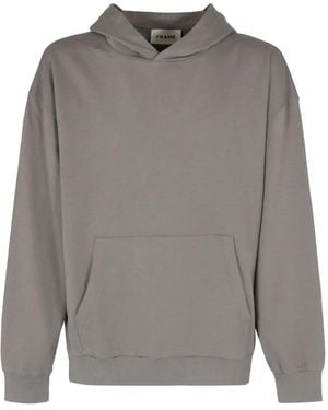 FRAME Hooded Ribbed-cuff Sweatshirt - グレー
