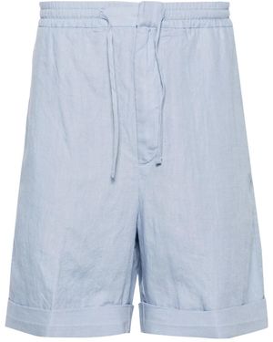 Canali Slub-Texture Linen Shorts - Blue