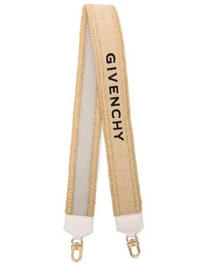 Givenchy Logo-Embroidered Raffia Shoulder Strap - Metallic