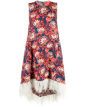 La DoubleJ La Scala Feather-Trim Dress - White