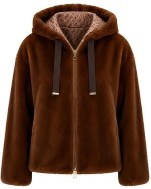 Herno Faux-Fur Hooded Jacket - Brown