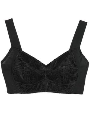 Dolce & Gabbana Haut Crop À Empiècements En Dentelle - Black