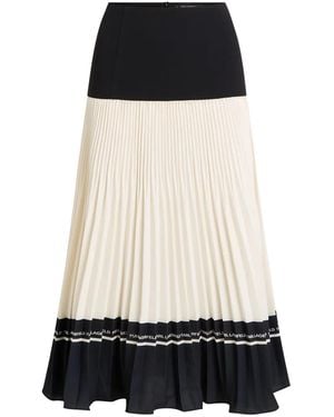 KARL LAGERFELD Pleated Logo-Detail Midi Skirt - Black