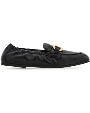 Ferragamo Gancini Leather Loafers - Black