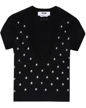 MSGM Studded-Embellished T-Shirt - Black