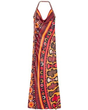 PUCCI Soleil-Print Satin Dress - Red