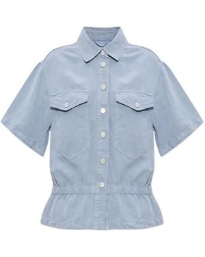 AllSaints Elasticated-Waist Short-Sleeve Shirt - Blue