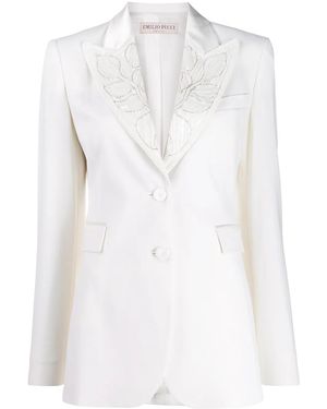PUCCI Bead Embellished Lapel Blazer - White