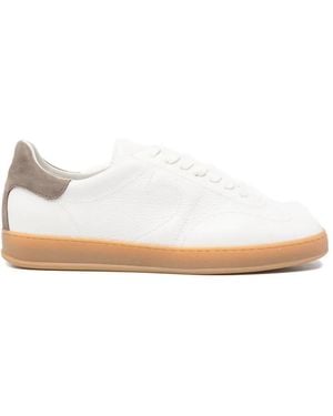 Tagliatore Grained-Leather Trainers - White