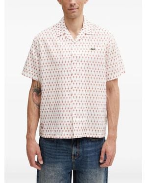 Lacoste X Roland Garros Tennis-Racket-Print Shirt - White