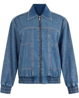 Liu Jo Rhinestone-Embellished Denim Jacket - Blue