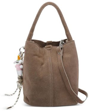 Date Bolso de mano Paniere de ante con tira removible - Marrón