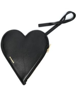 Jil Sander Logo-Lettering Heart-Shape Wallet - Black