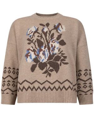 Weekend by Maxmara Wkdpavidi Floral-Intarsia Drop-Shoulder Sweater - Brown