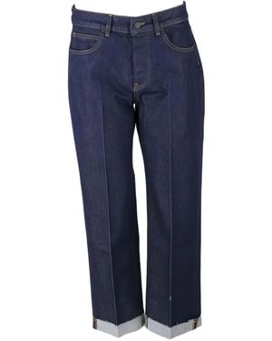 Liviana Conti Folded-Cuffs Denim Jeans - Blue