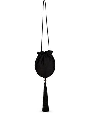 Le Sundial Shantung Tassel Shoulder Bag - Black