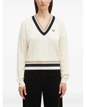 Fred Perry Jersey con cuello en V - Blanco