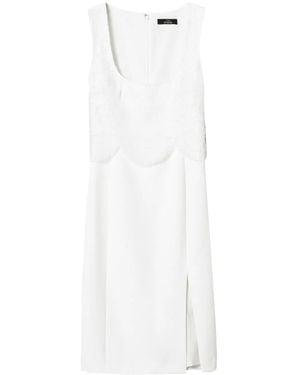 Twinset Embroidered Crepe Midi Dress - White