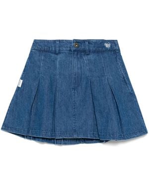 Chocoolate Denim Pleated Skirt - Blue