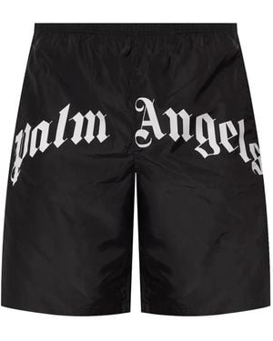 Palm Angels Zwembroek Met Logoprint - Zwart