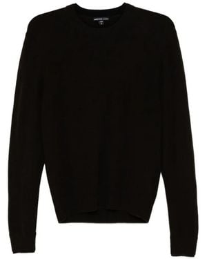 James Perse Contrast-Trim Cashmere Sweater - Black