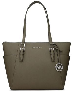 Michael Kors Logo-Plaque Saffiano-Leather Shoulder Bag - Green