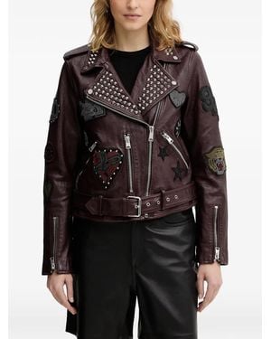 AllSaints Veste De Moto College En Cuir - Black
