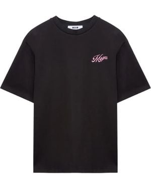 MSGM Camiseta bordada - Negro