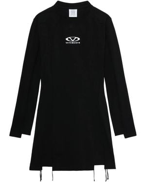 Vetements Logo-Print Mini Dress - Black