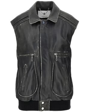 Rabanne Faded Leather Gilet - Black