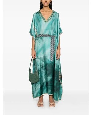 Pierre Louis Mascia Aloe Silk Maxi Dress in Red | Lyst