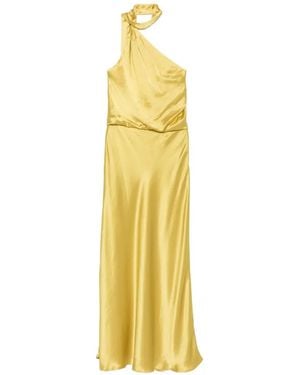 STAUD Estelle One-Shoulder Draped Maxi Dress - Metallic