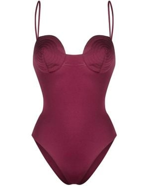 Noire Swimwear Tonal-Stitch Detail Swimsuit - Purple