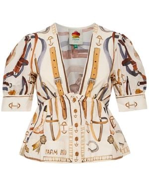 FARM Rio Puff-Sleeve Blouse - White
